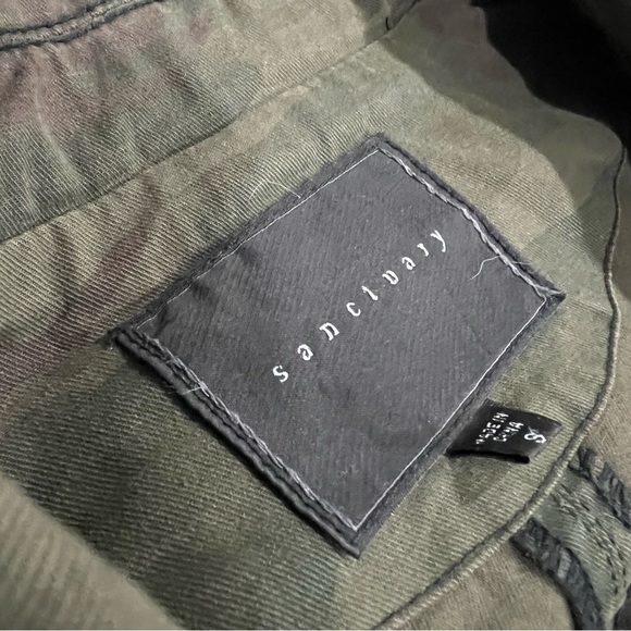 Anthropologie Sanctuary Camo Long Sleeve Lightweight Shacket, Green/Black small - Picture 5 of 14